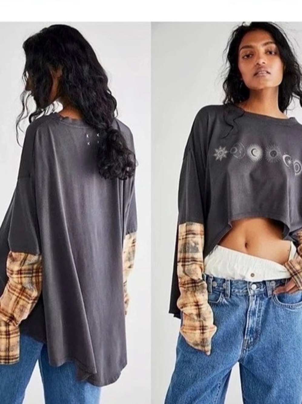 Free People x Vintage Souls Womens Solar Line Twofer
Celestial Boho Tee Size S